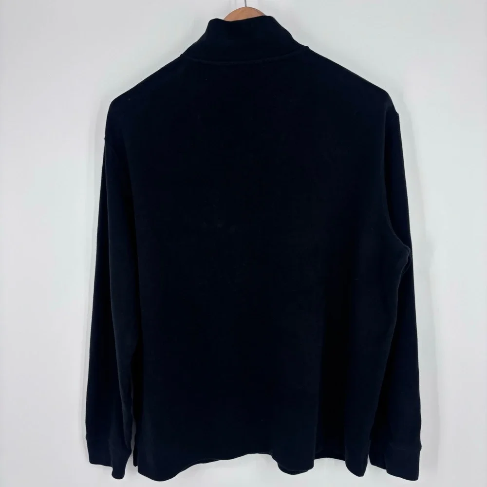 Polo Ralph Lauren 1/4 Zip Sweatshirt Mens XL Black Cotton Flesh Pony Preppy